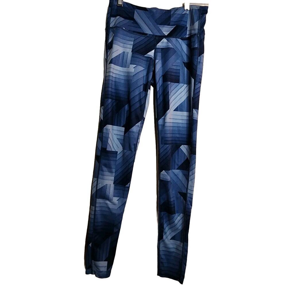 ATHLETA Blue Frost Chaturanga Legging Tight Geometric Athletic Yoga Size S